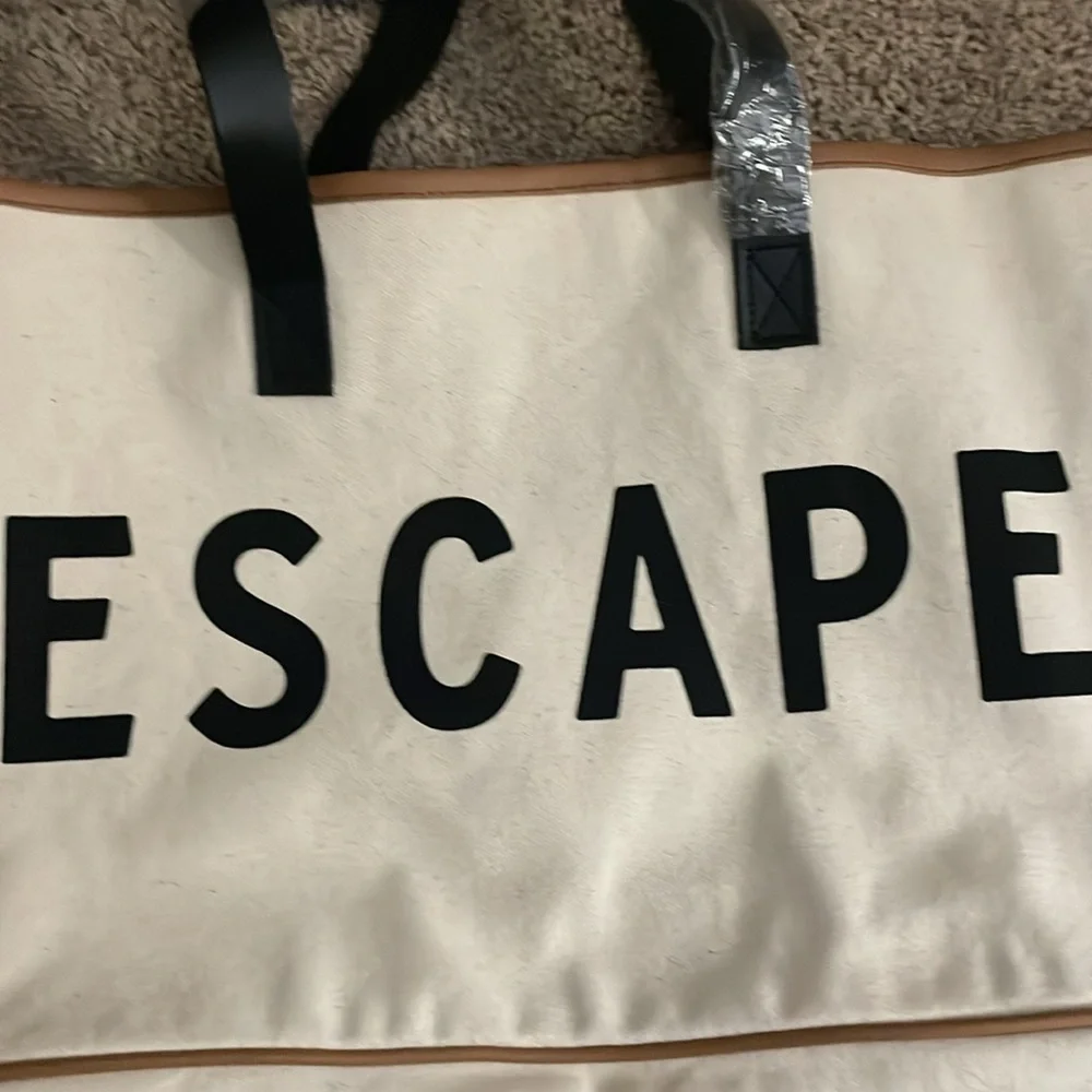 Canvas tote with leather handles - Picture 2 of 5